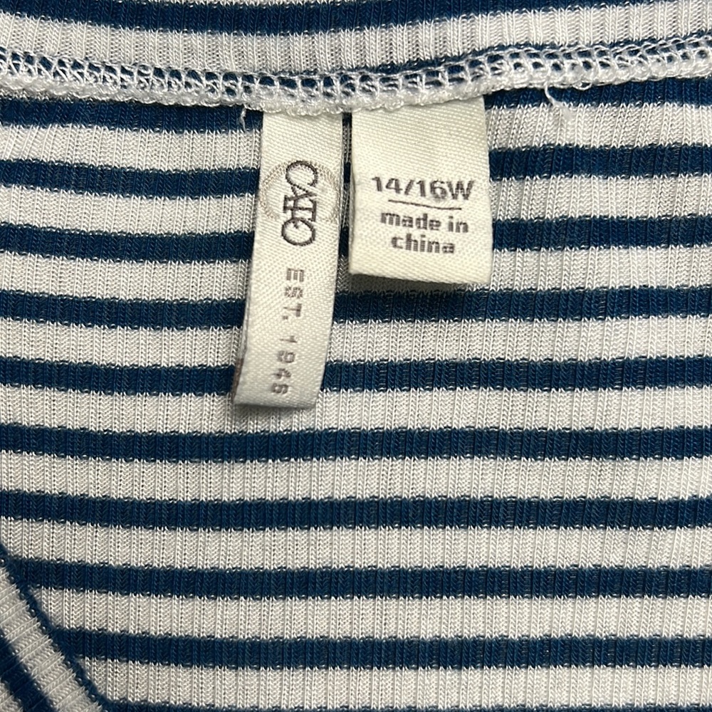 Cato Blue and White striped babydoll shirt size XL or 14/16 - Picture 3 of 4